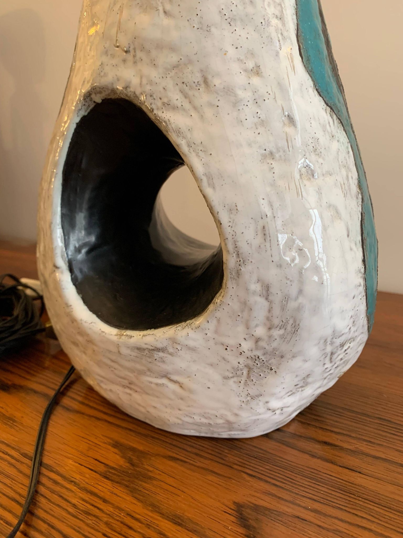 Asymmetrical ceramic lamp Vallauris France 1950, signed, unique