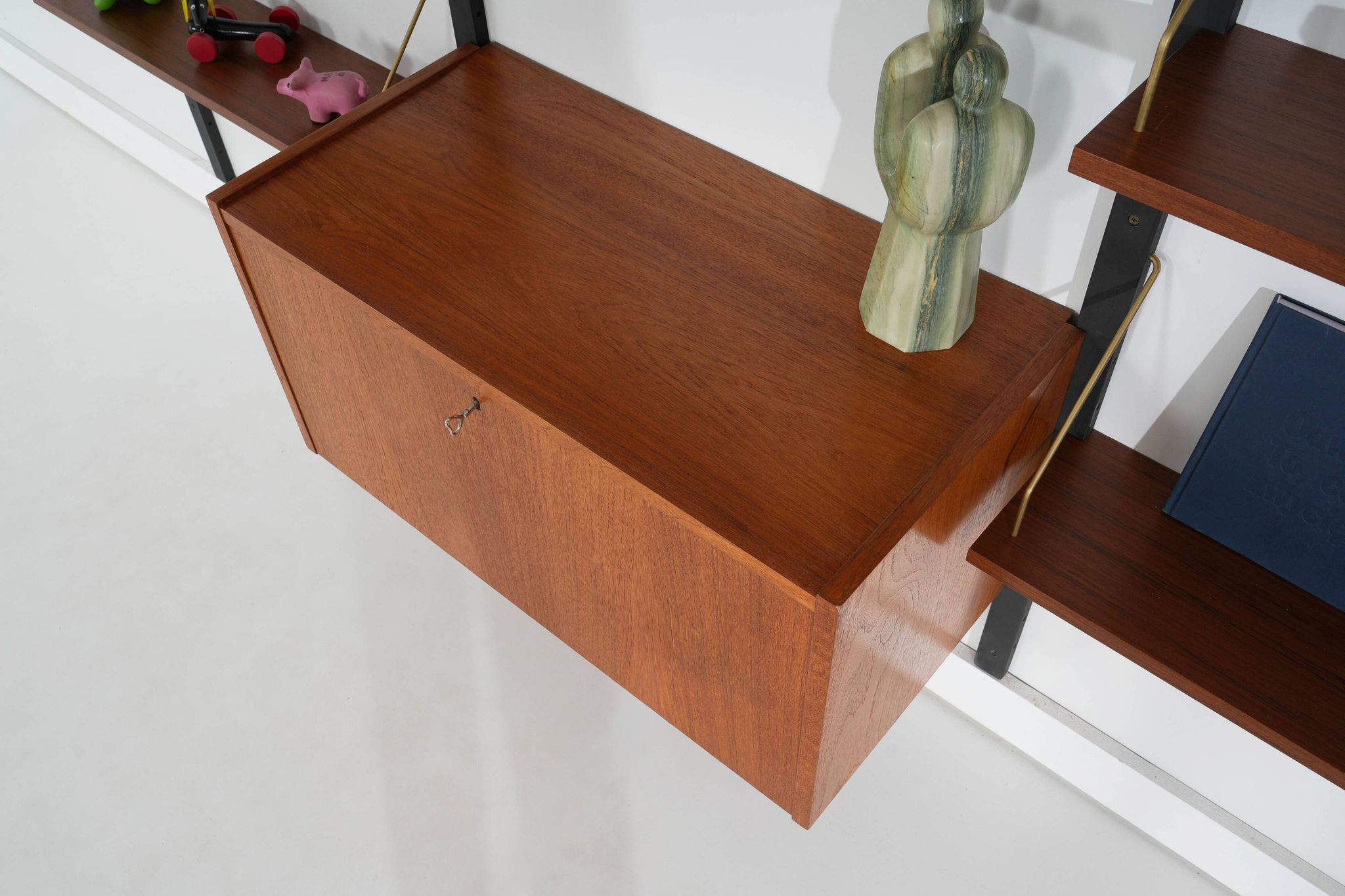 Modular shelving in teak veneer, Denmark, 1970s