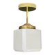 Suspension / plafonnier globe vintage carré en opaline blanche