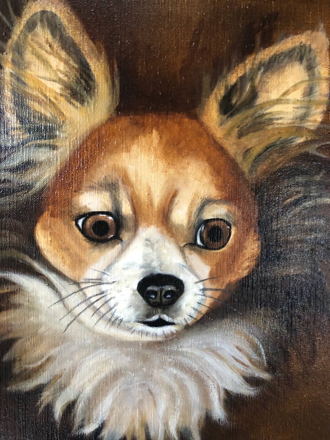 Oil on canvas dog portrait