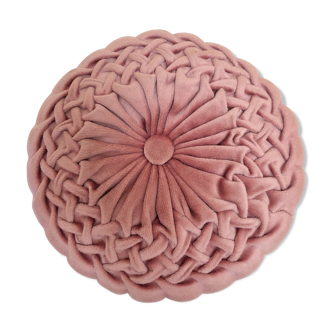 Old pleated cushion in pink velvet