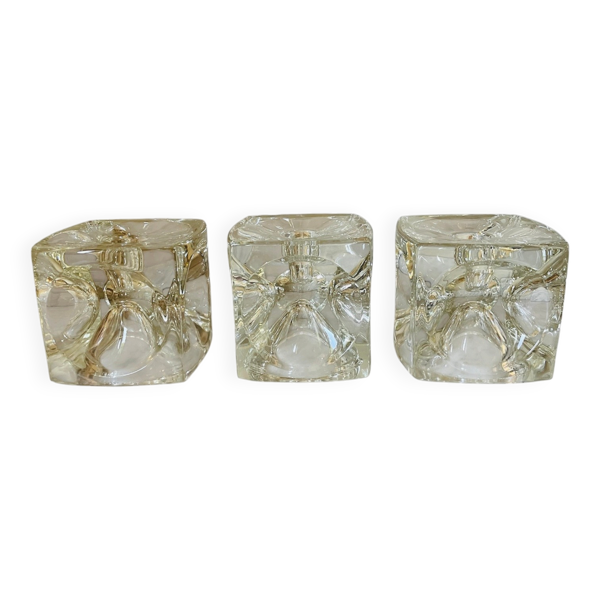 Bougeoirs ''Ice Cube'' en verre massif attribués à Peill & Putzler - All — Beyit