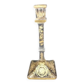 Antique glass candle holder, engraved and gilded.