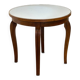 Table d'appoint Art Déco française, table ronde vintage en bois des années 1930 avec plateau en miroir