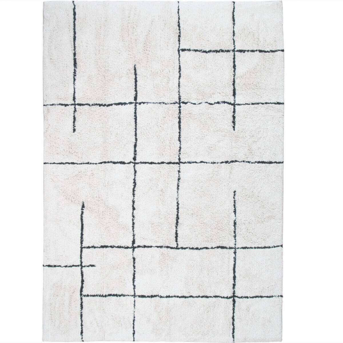 Berber rug 160x230 cm white with black lines