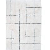 Berber rug 160x230 cm white with black lines