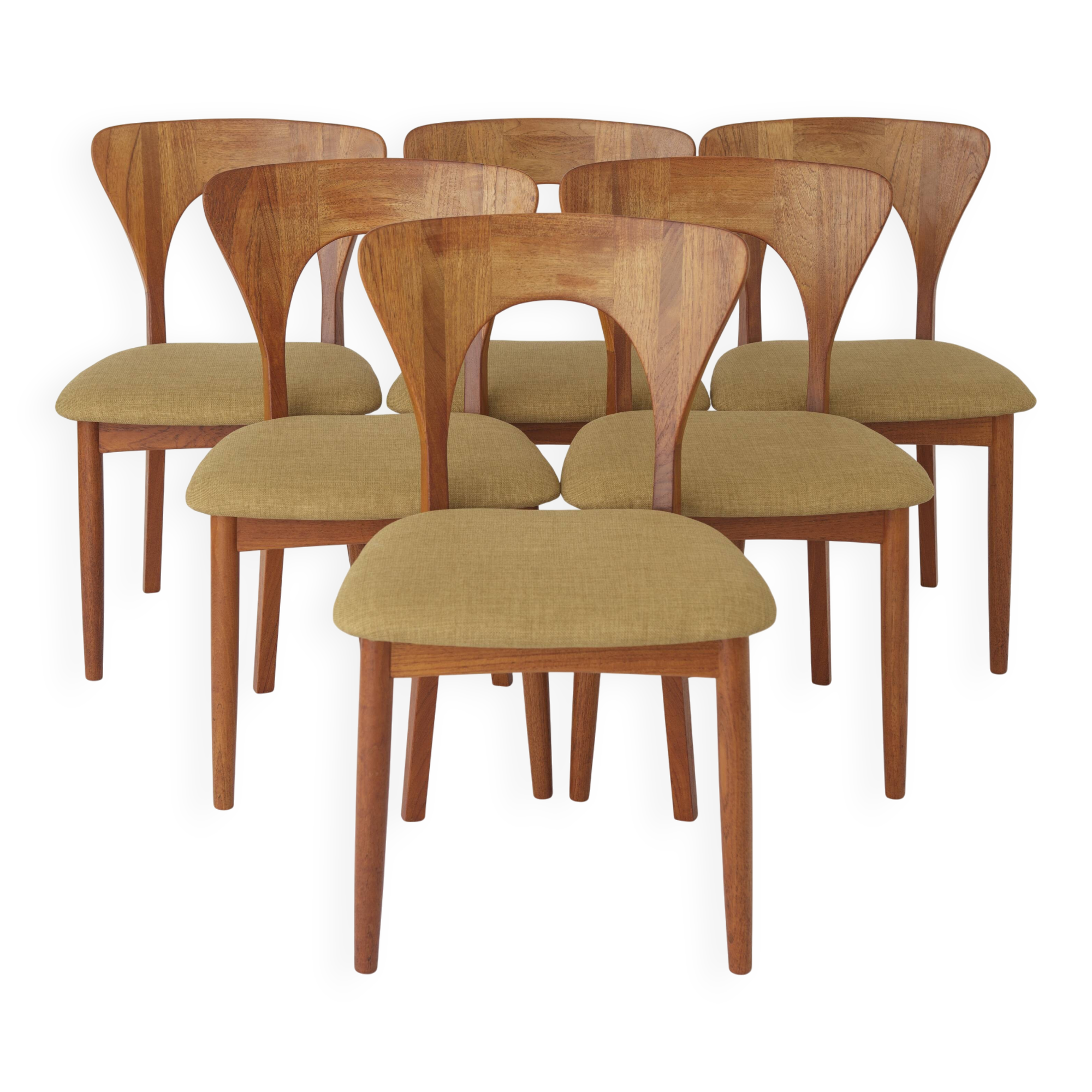 Set of 6 Niels Koefoed “Peter” Teak Dining Chairs, Denmark 1960s–1970s