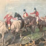 Framed English engraving "The hunt" 20th century