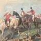 Framed English engraving "The hunt" 20th century