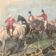 Framed English engraving "The hunt" 20th century