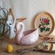 Cache pot en forme de cygne nacré rose sia vintage