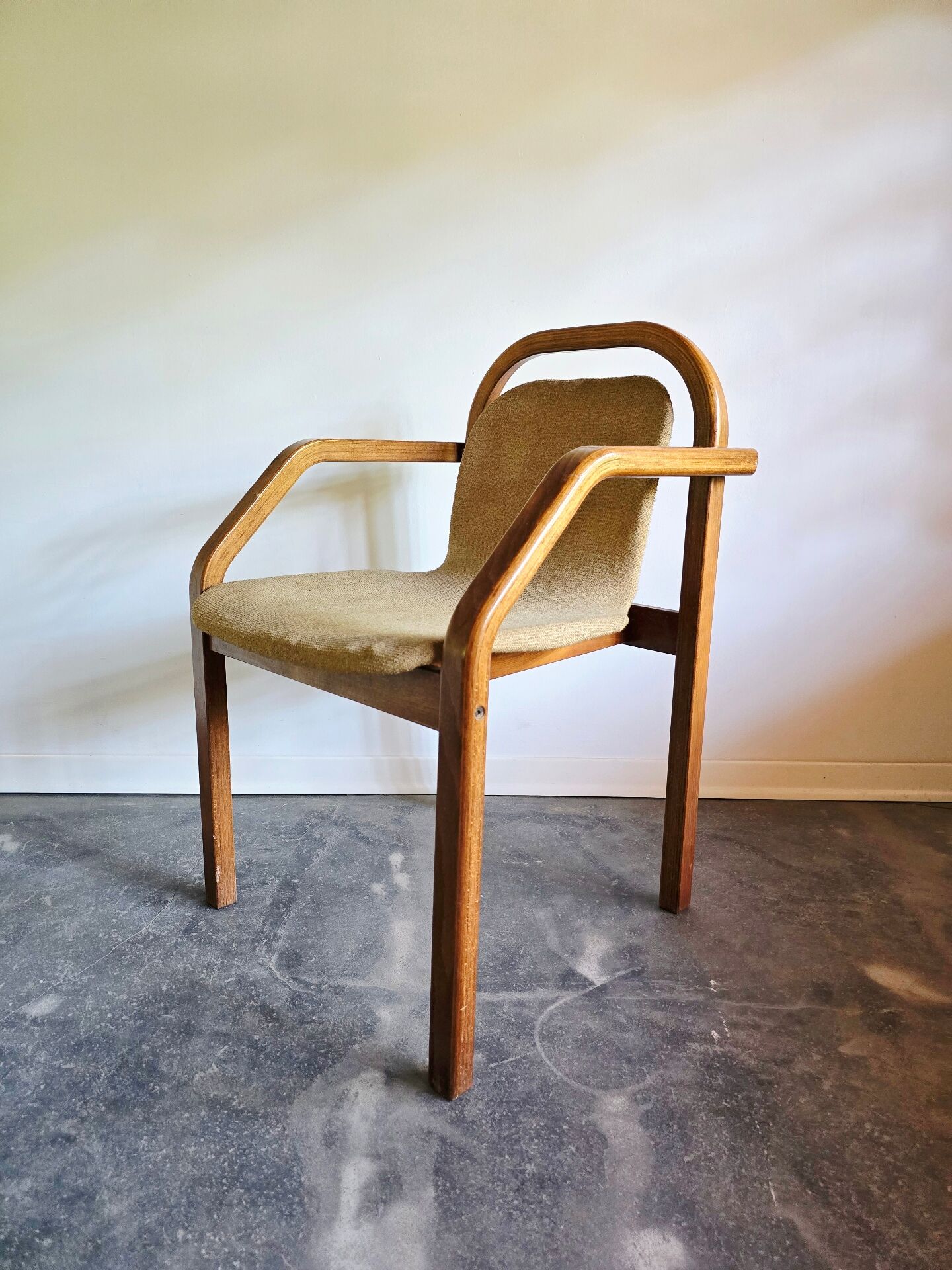Bentwood armchair from the 1980s, upholstered, Scandinavian style, for dining room or office.