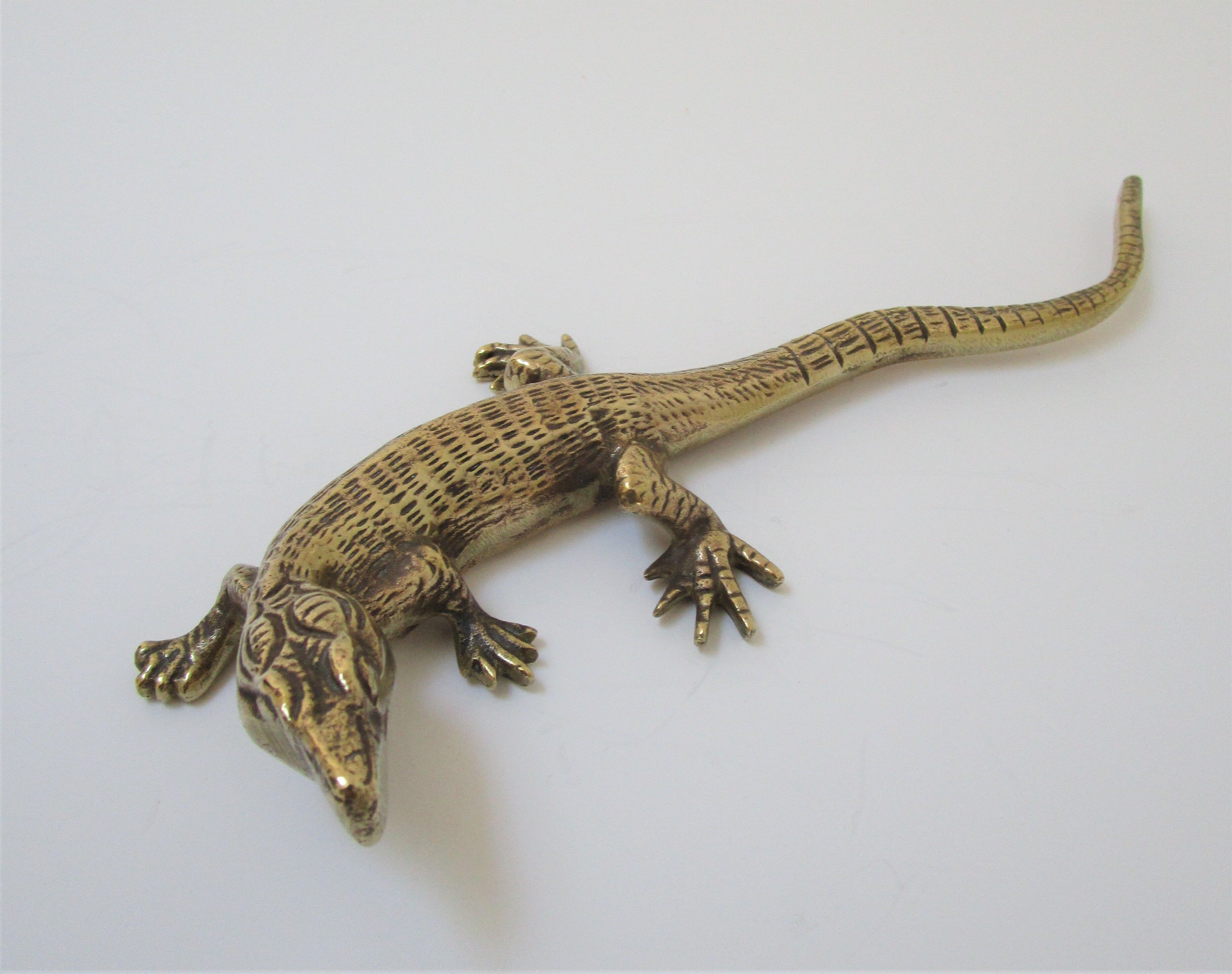 solid brass lizard gilded bronze 70s