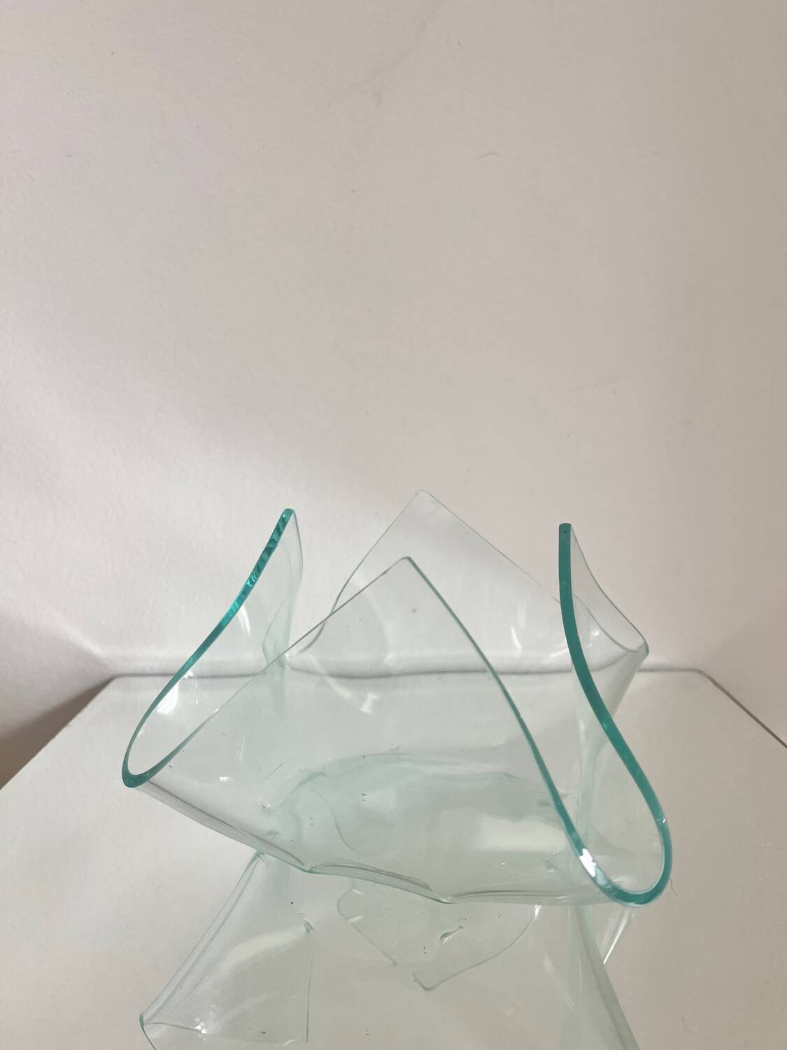 1970s glass trinket tray shaped like a handkerchief