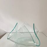 1970s glass trinket tray shaped like a handkerchief
