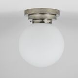 Large opaline glass globe ceiling lamp in Art Deco style.