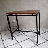 Side table or console teak and vintage metal
