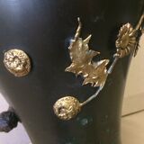 Large Art Nouveau vase in patinated and gilded metal period 1880 1900