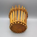 Cache pot vintage en bambou et osier