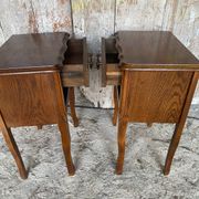 Paire chevet table nuit style louis xv bois tiroir + case vintage