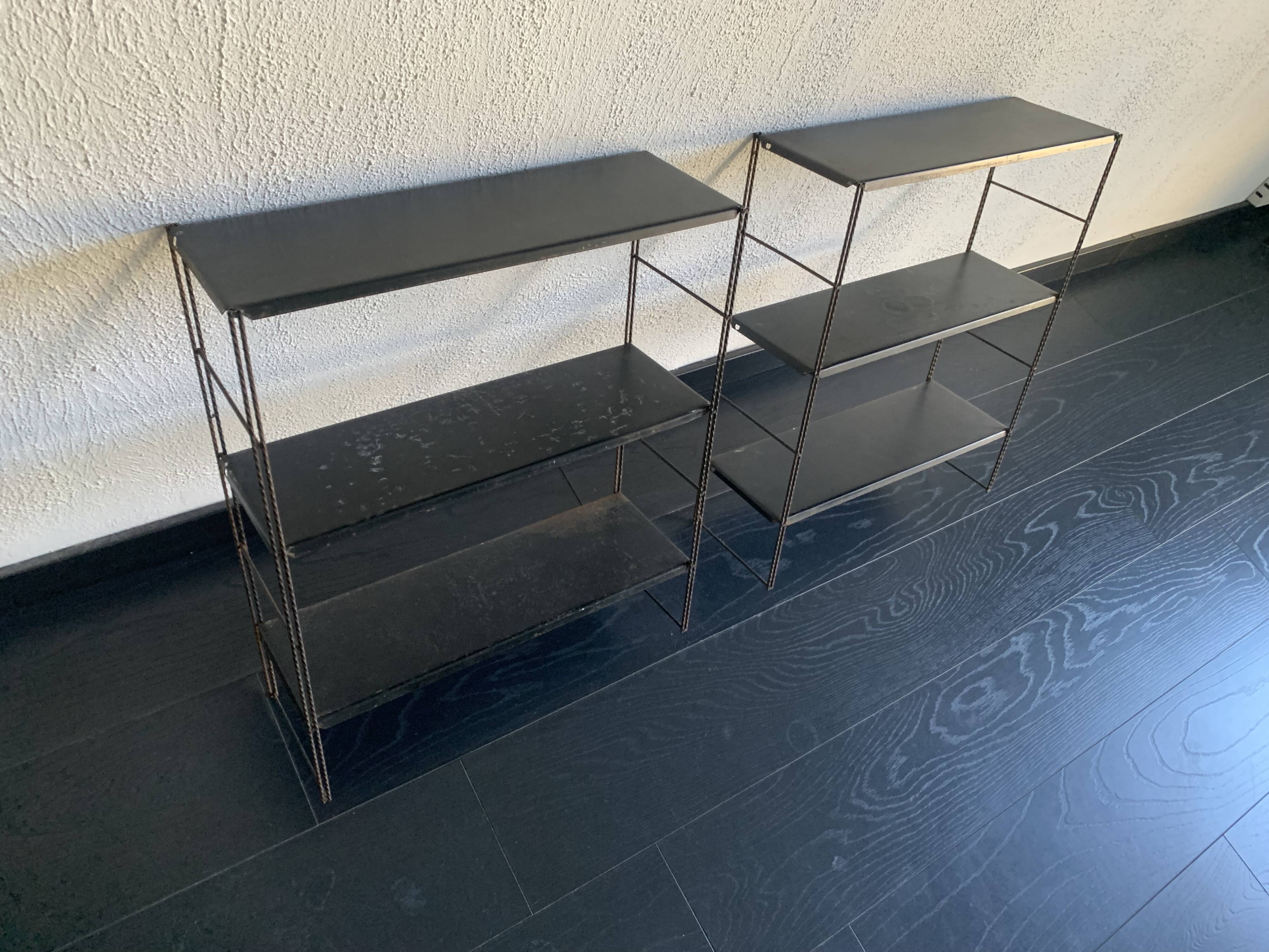 Paire étagères vintage 1960 string noires  - 49 x 58 cm