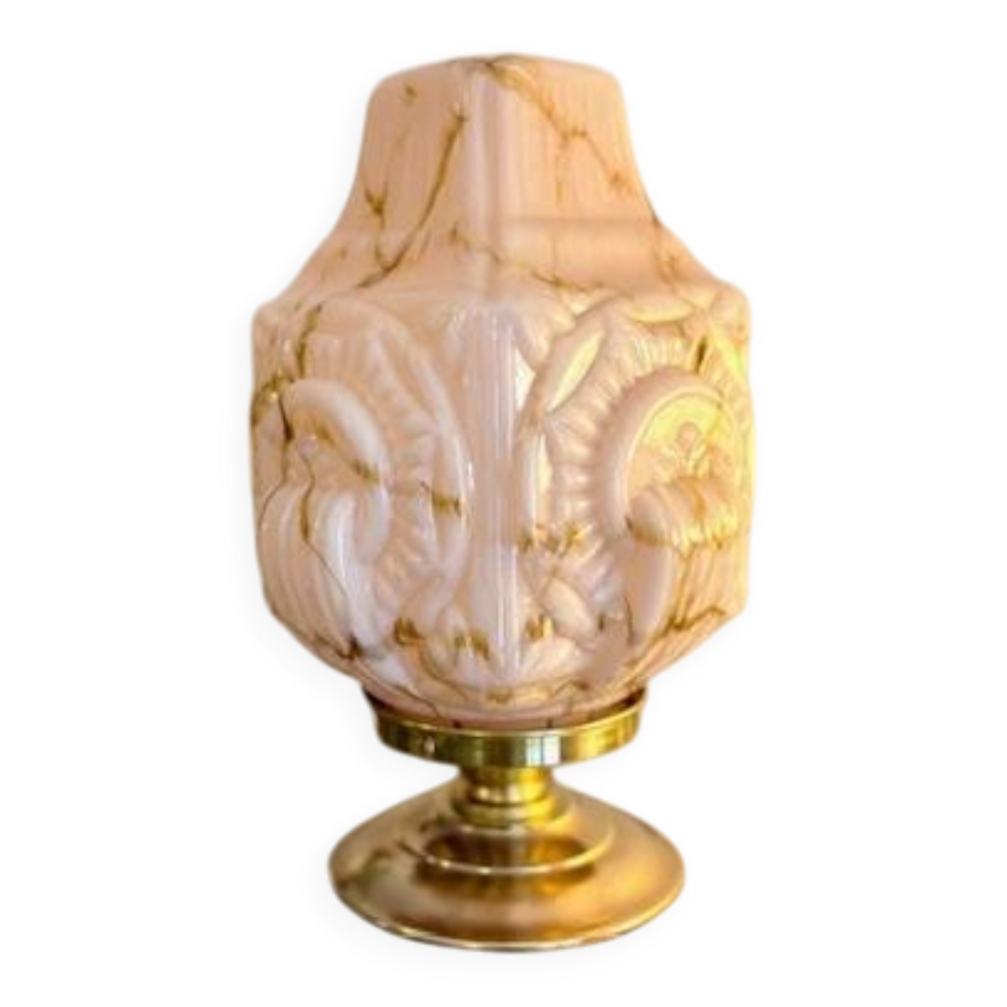 Lampe Art Déco Building en opaline marbrée