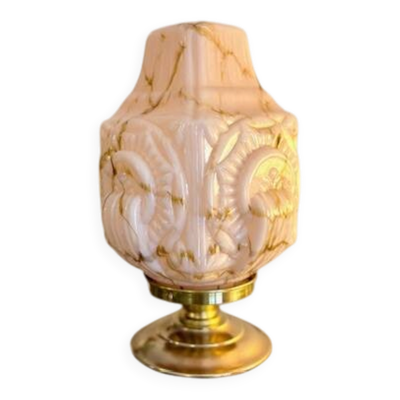 Lampe Art Déco Building en opaline marbrée