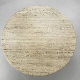 Table basse circulaire vintage en travertin, années 1970