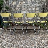 Chaises Formica jaune  pieds compas 1950