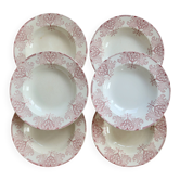6 deep plates red iron clay Lunéville - "Mauresque" decoration