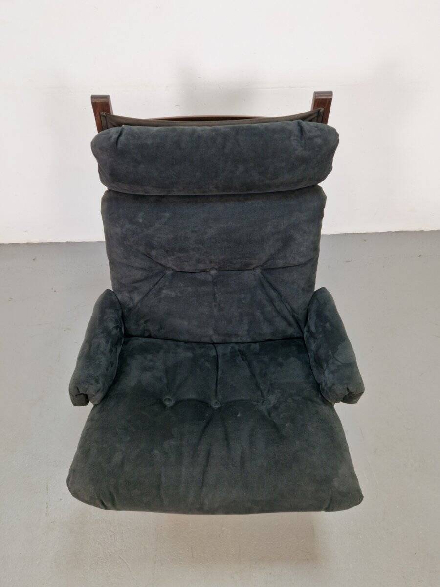 Vintage Black Alcantara Lounge Chair by Bruno Mathsson for Dux, 1960s