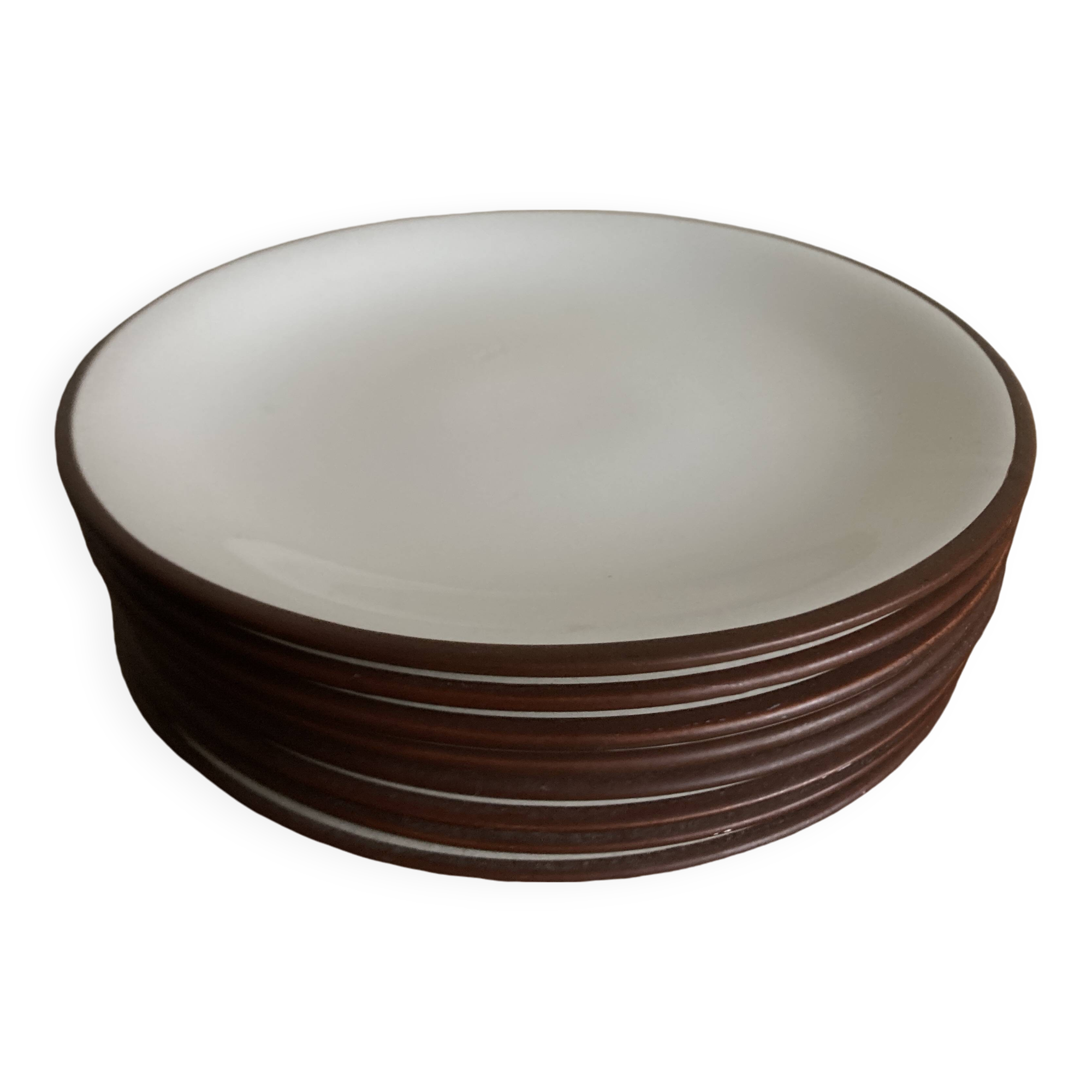 Set of 8 Scandinavian KMK enamelled earthenware dessert plates 1965