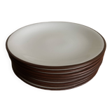 Set of 8 Scandinavian KMK enamelled earthenware dessert plates 1965