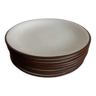 Set of 8 Scandinavian KMK enamelled earthenware dessert plates 1965