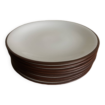 Set of 8 Scandinavian KMK enamelled earthenware dessert plates 1965