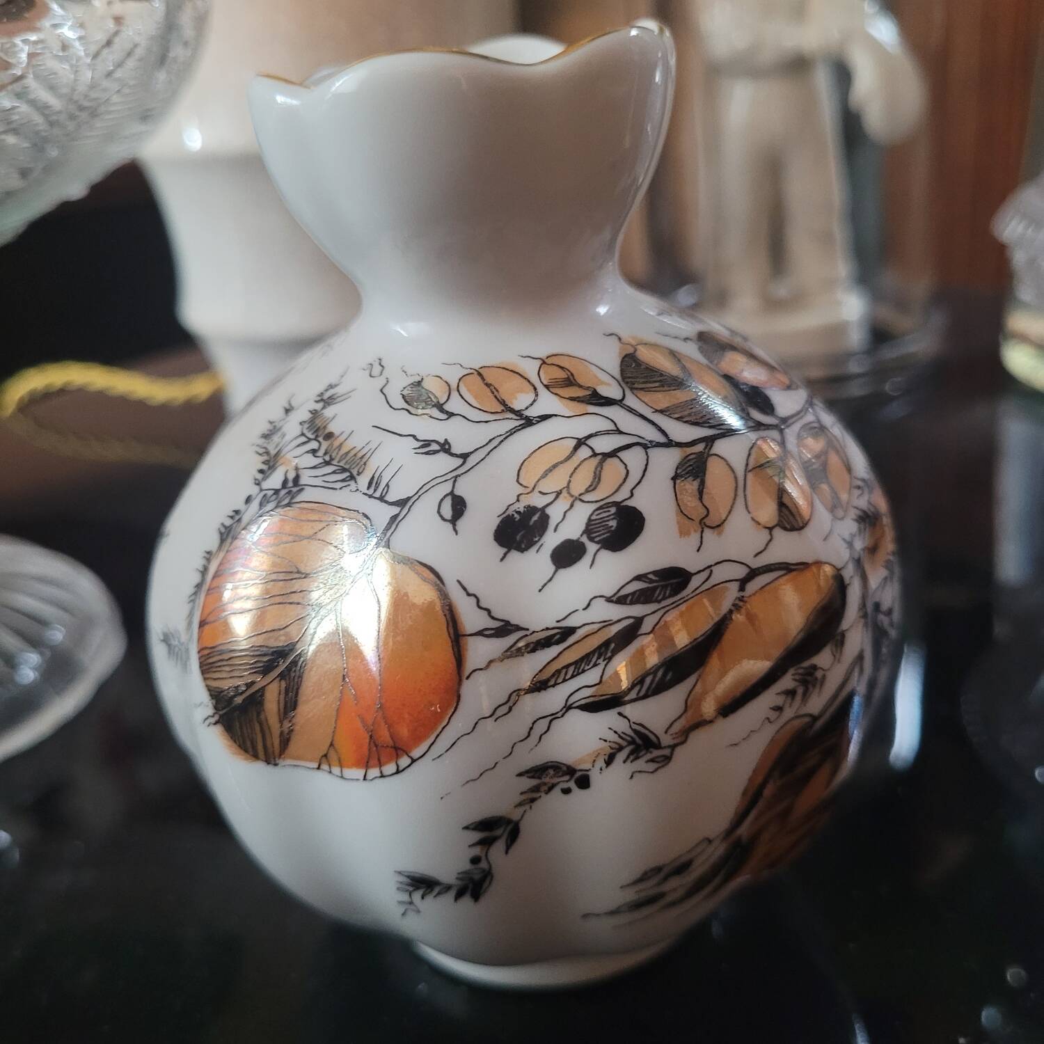 Vase en porcelaine Lomonossov dorée, Russie années 1950-70