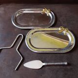 Set of 2 old metal butter dishes