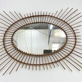Large rattan sun mirror 1960