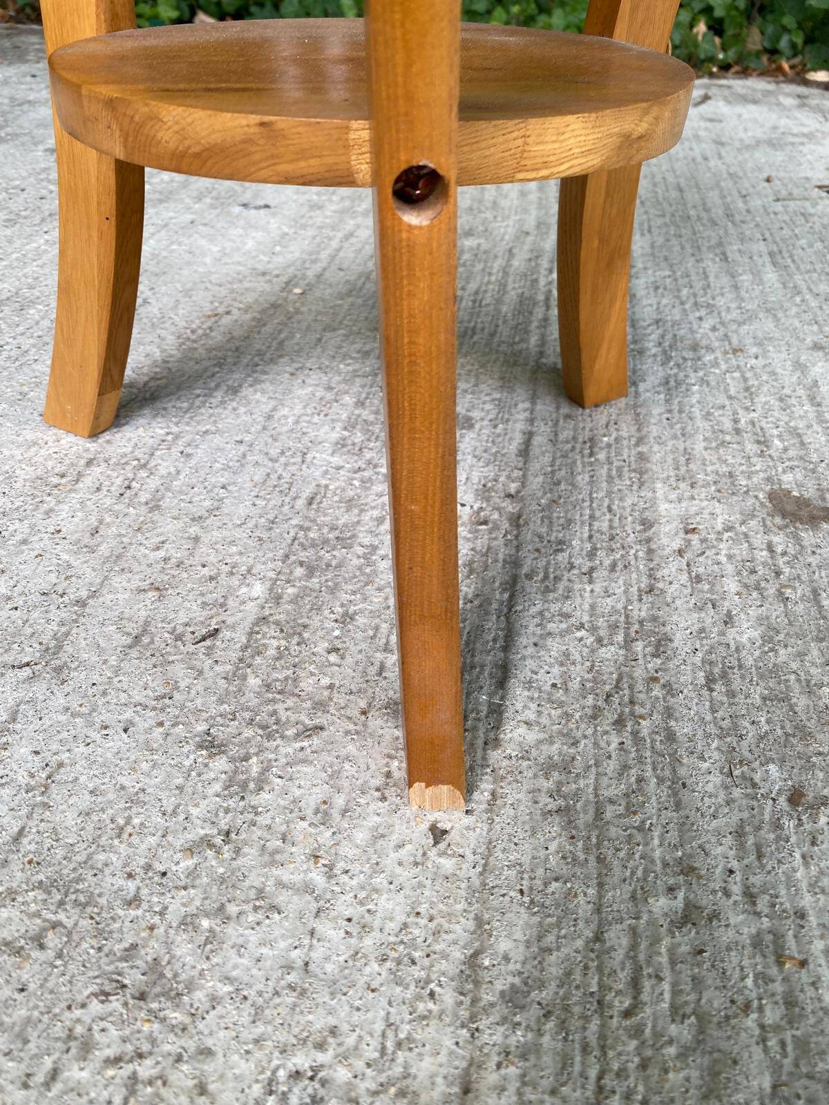 Round art deco side table in solid wood 1950