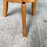 Sellette art déco ronde en bois massif 1950