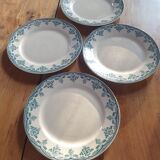 Set 4 flat plates Choisy le Roi XIXth Terre de Fer Boulenger model Bordeaux