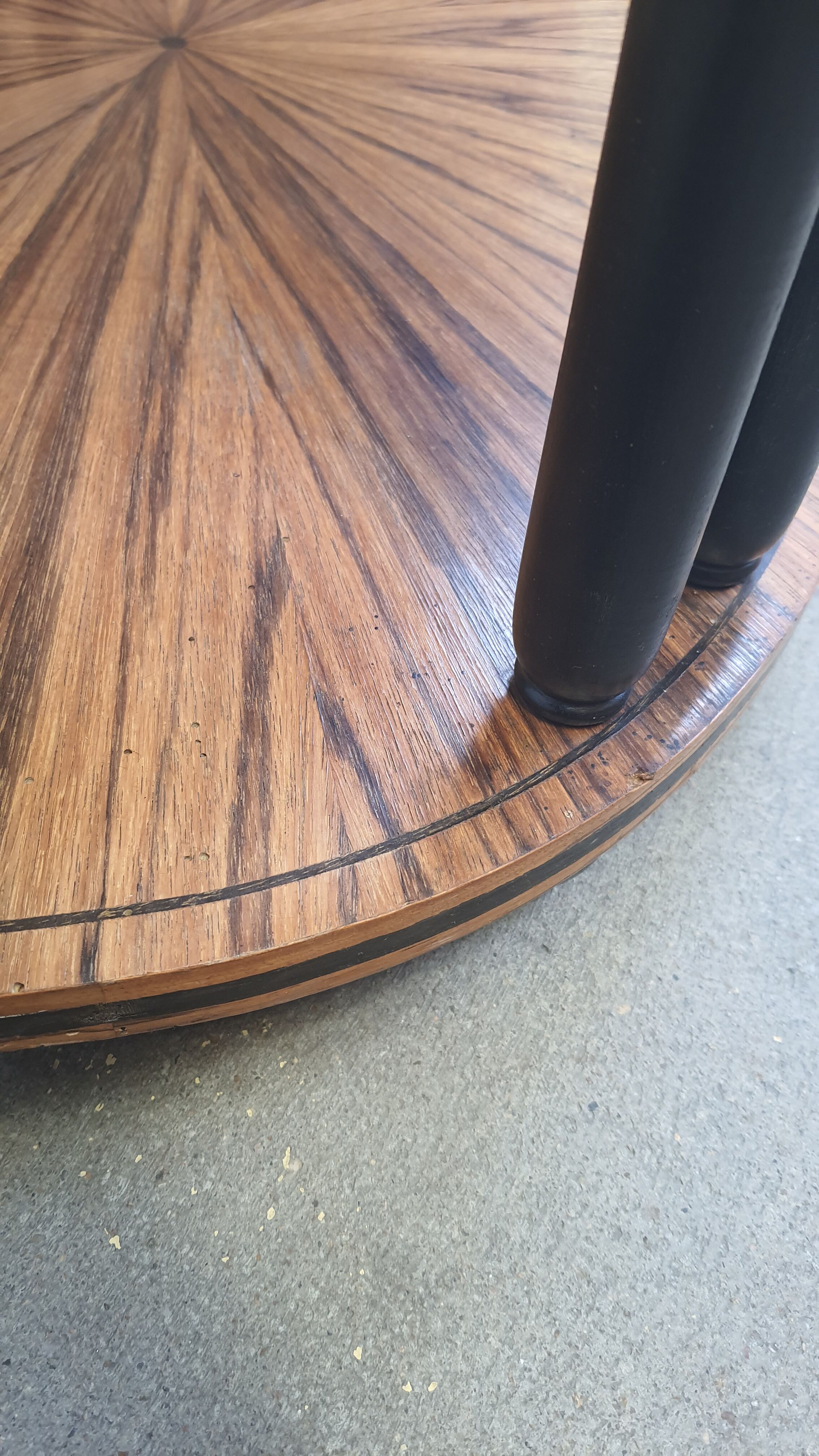 Art deco tea table Maurice Dufrène oval zebrano