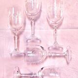 5 crystal stemmed glasses, ancient crystal of Arques,- Dampierre model