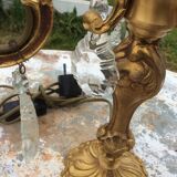 Pair of 3-light bronze candlestick lamps