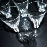 Baccarat set of 6 cut crystal champagne flutes, Carcassonne model, 1960