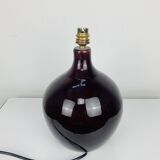 Purple ceramic ball lamp 55 cm from the 60s, silk lampshade