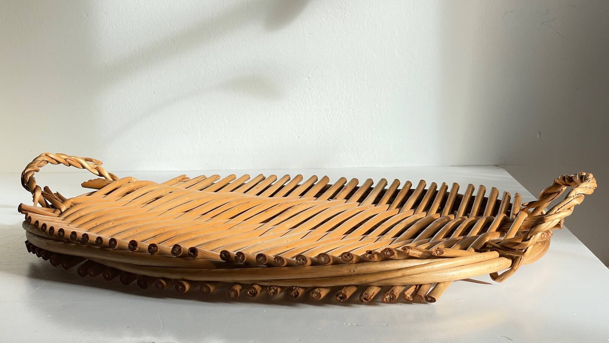 Vintage rattan presentation tray