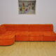 Orange corduroy modular sofa, 70s