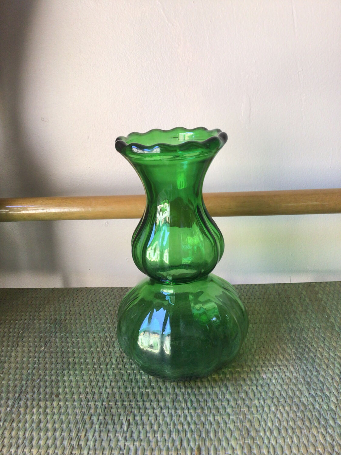 Green glass vase