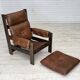 1970s, Scandinavian armchair, furniture leather, canvas, oak wood.